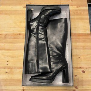 JEFFREY CAMPBELL Maximal Knee-High Block Heel Square ToeBoots In Black | US 8.5